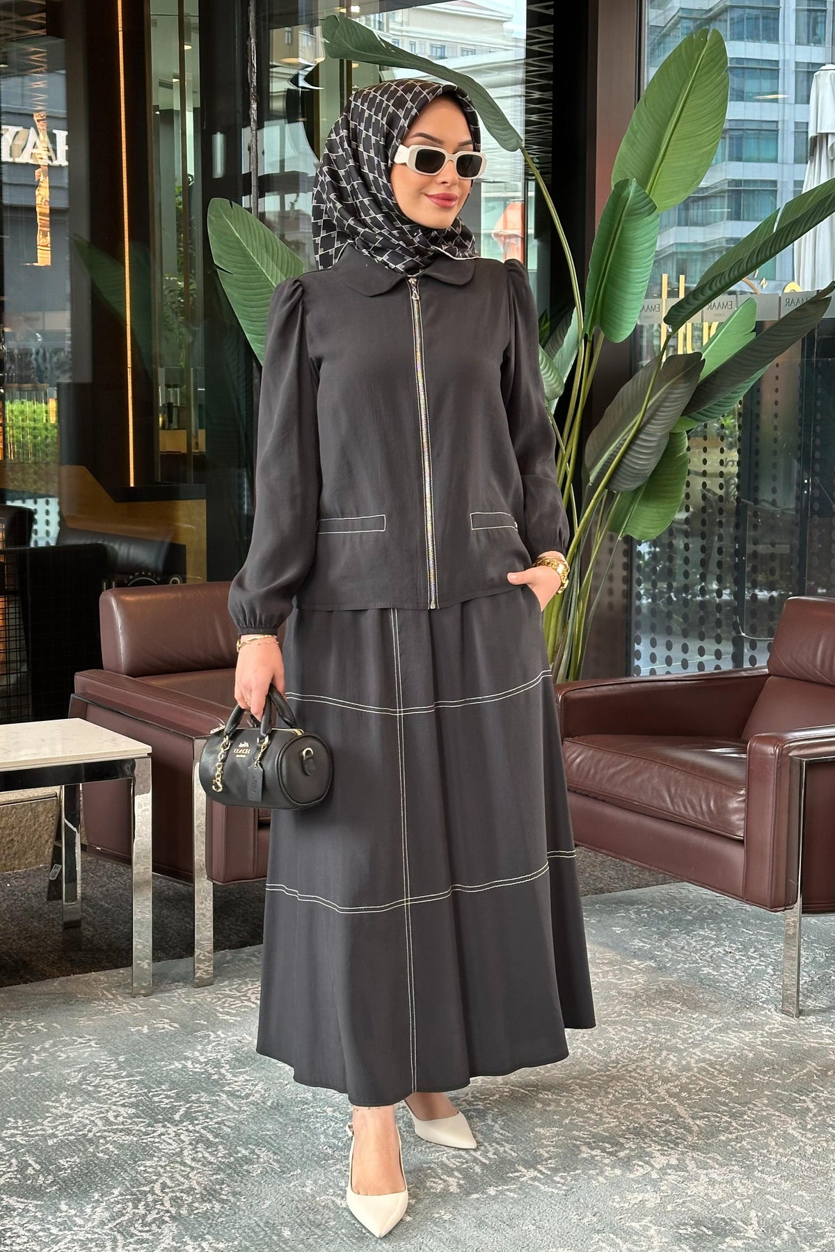 Mahza 8183 Modal Kumaş Etek Takım